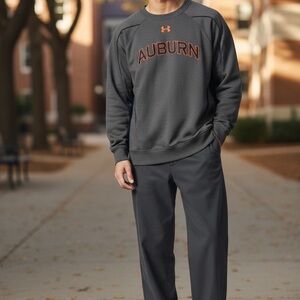 Under Armour Auburn Gray Crewneck Sweatshirt with Orange Logo